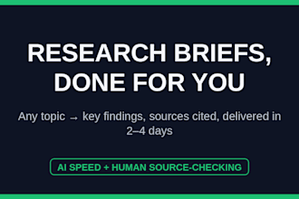 research any topic and deliver a clear, sourced briefing