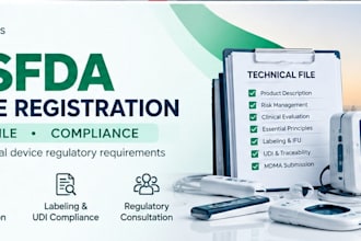 assist with saudi sfda medical device registration and mdma technical file