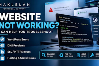 troubleshoot website, wordpress, dns and hosting issues