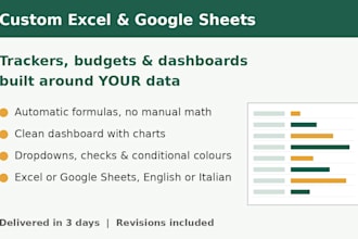 build a custom excel or google sheets tracker, budget or dashboard