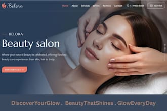 design beauty salon website, hair and nail extension, skincare, cosmetic website
