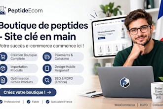 build a french research peptide website and woocommerce store for the eu market