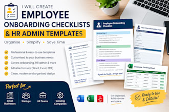 create employee onboarding checklists and HR admin templates