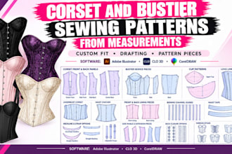 draft custom corset and bustier sewing pattern from measurement