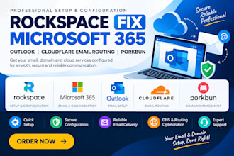 setup rockspace fix microsoft 365 outlook cloudflare email routing porkbun