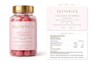 design luxury supplement label, protein powder label and gummies pouch