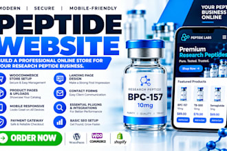 build peptide website, research peptide store, woocommerce peptide websit