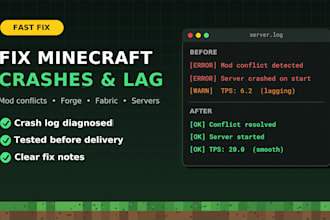 fix crashes, lag, mod conflicts in minecraft modpack forge fabric servers fast