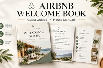 create canva airbnb welcome book guest guide design vacation rental house manual