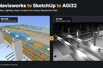 convert your navisworks model to sketchup and agi32 for lighting design