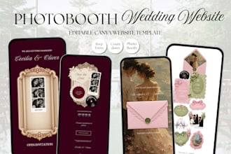 photobooth wedding website template canva with rsvp