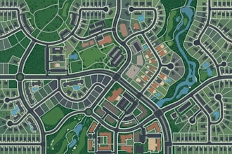 design real estate vector maps, 2d land plots, parcel maps and site plans