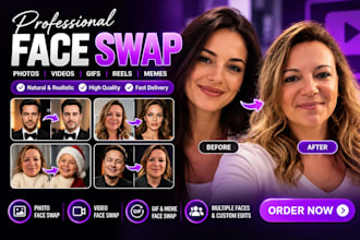 do realistic face swap for photos and videos, edit face, body swap photo editing