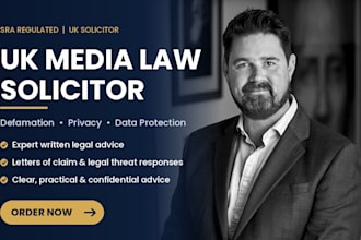 be your sra regulated solicitor for UK media law, privacy and defamation