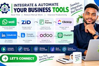 integrate wati zid zoho forms clickup linkedin ads google contacts odoo chatgpt