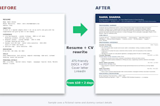 write or improve your resume, CV and linkedin profile