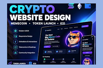promote design your crypto website, memecoin website, token launch ico website