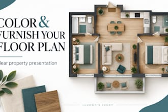 color and furnish your existing floor plan for property listings