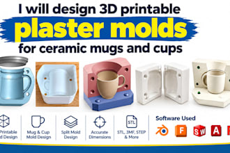 design 3d printable plaster molds for ceramic mugs and cups