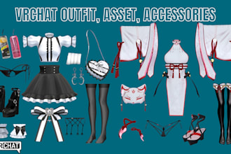 create vrchat assets, clothing, props, vrc outfit accessories for avatar fitting