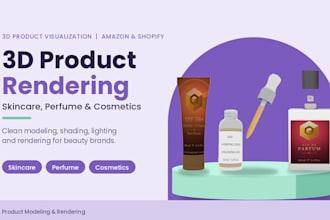 create 3d skincare, perfume and cosmetics product renders for amazon and shopify