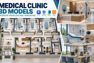 design medical clinic 3d models, interior visualisation rendering