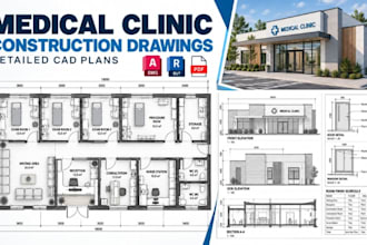 design medical clinic construction drawings, detailed cad plans