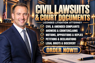 be your civil litigation lawyer for civil lawsuit, complaint and court documents