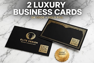 design 2 luxury business cards with qr code gold foil