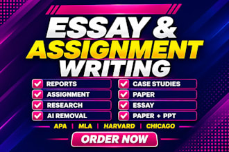 write and edit assignments or urgent essay writing 5000,1000, 1500 words paper