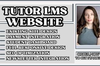 design a tutor lms website, online course, and elearning wordpress website