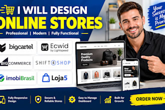 design big cartel ecwid bigcommerce shift4shop imobibrasil loja5 online stores
