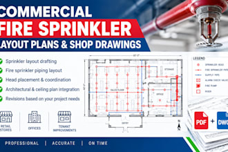 design commercial fire sprinkler layout plans and shop drawings