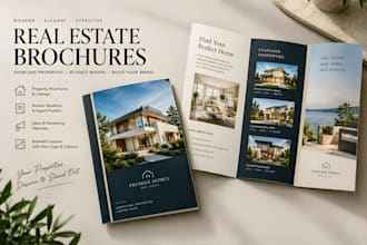 design real estate brochure, property listing, company profile, realtor booklet