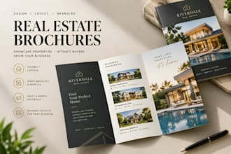 design real estate brochure, property listing booklet, estate profile flyer