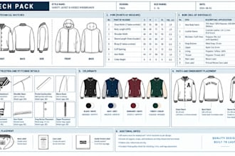 make varsity jacket and windbreaker tech packs for easy manufacturing