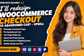 design woocommerce checkout page, fix cart abandonment and upsell checkout bug