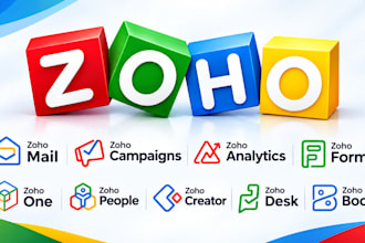 setup zoho crm, form, books, desk, creator, campaigns, analytics, mail, zoho one