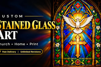 design custom stained glass art for church, home or print