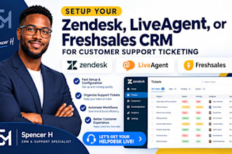 setup your zendesk, liveagent, or freshsales CRM for customer support ticketing