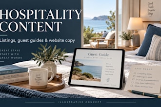 write hospitality listing copy and guest information for your property