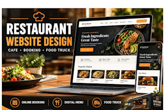 design restaurant cafe bar website, online booking website food truck website