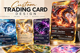 design custom pokémon tcg card for trading card game board game anime card