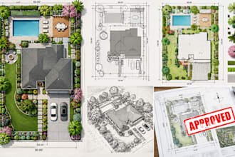 design or draw a 2d site plan plot plan and landscape plan for city permits