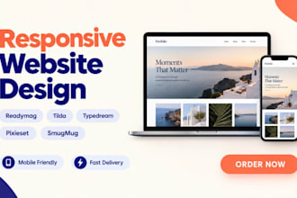 design responsive website using readymag, typedream smugmug tilda or pixieset