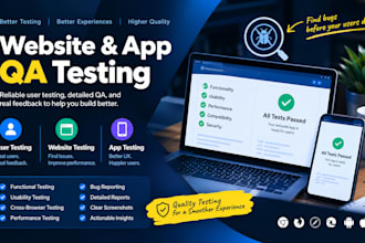 offer website QA user testing and app testing, website testing, QA