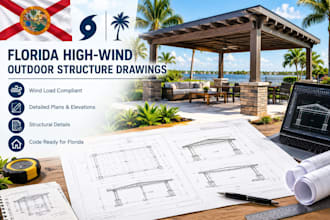 create florida high wind outdoor structure drawings and permit plans