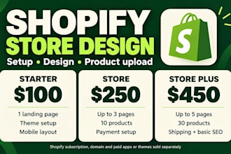 design a shopify online store and set up your ecommerce website