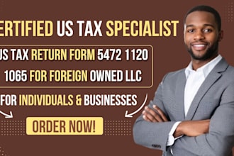 handle US tax filing, US tax returns, llc tax, business tax 1120 5472 1040 cpa