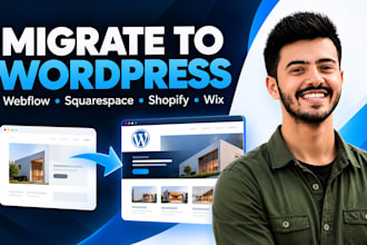 migrate or clone webflow, squarespace, shopify, and wix to wordpress